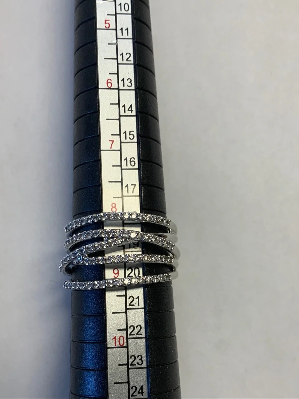Stella & Dot Silver Multi-Band Crystal Stack Ring